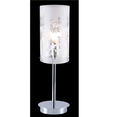 Lampa stołowa Sense klosz szklany z dekorem podstawa chrom - OD RĘKI