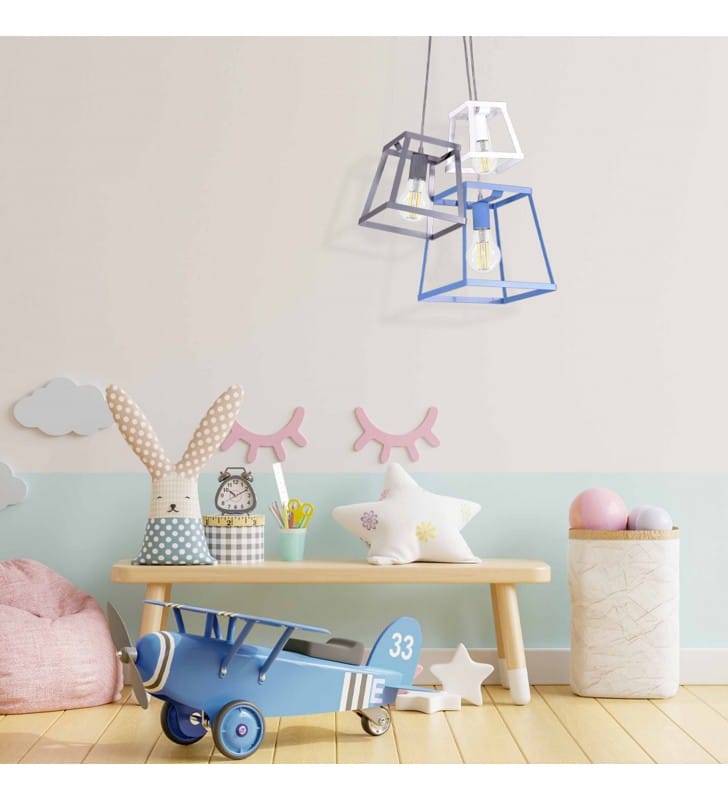 Potrójna nowoczesna lampa wisząca Tedy 3 kolorowa do pokoju dziecka nastolatka - OD RĘKI